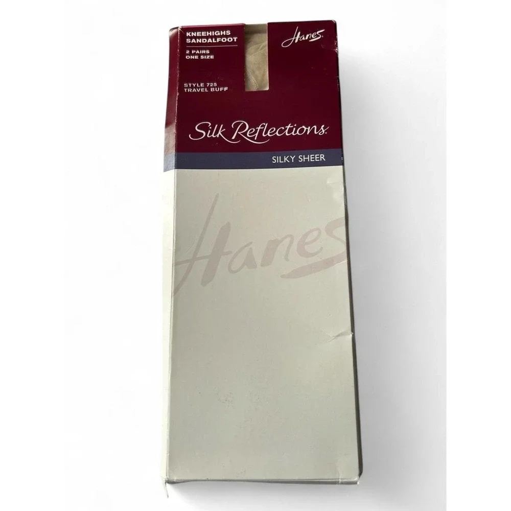 Knee Highs Y2K Hanes Silk Reflections Silky Sheer Travel Buff 2 Pair Vintage NOS